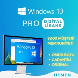 Windows 10 PRO OEM - Dijital Lisans Anahtarı - Windows 10 Ömür Boyu, Garantili, ESD Key Hemen Teslim