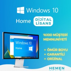 Windows 10 Home OEM - Dijital Lisans Anahtarı - Windows 10 Ömür Boyu, Garantili, ESD Key