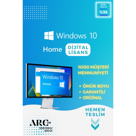 Windows 10 Home OEM - Dijital Lisans Anahtarı - Windows 10 Ömür Boyu, Garantili, ESD Key