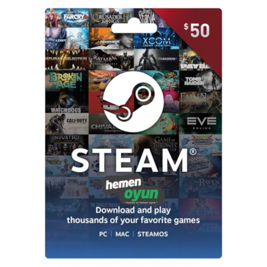 Steam Gift Card 50 USD Dolar Cüzdan Kodu