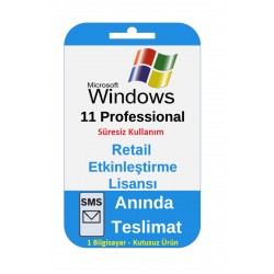 Windows 11 Pro Retail Digital Etkinleştirme Lisans Anahtarı