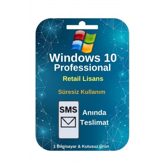 Windows 10 Professional Lisans - Süresiz Kullanım-anında Teslimat